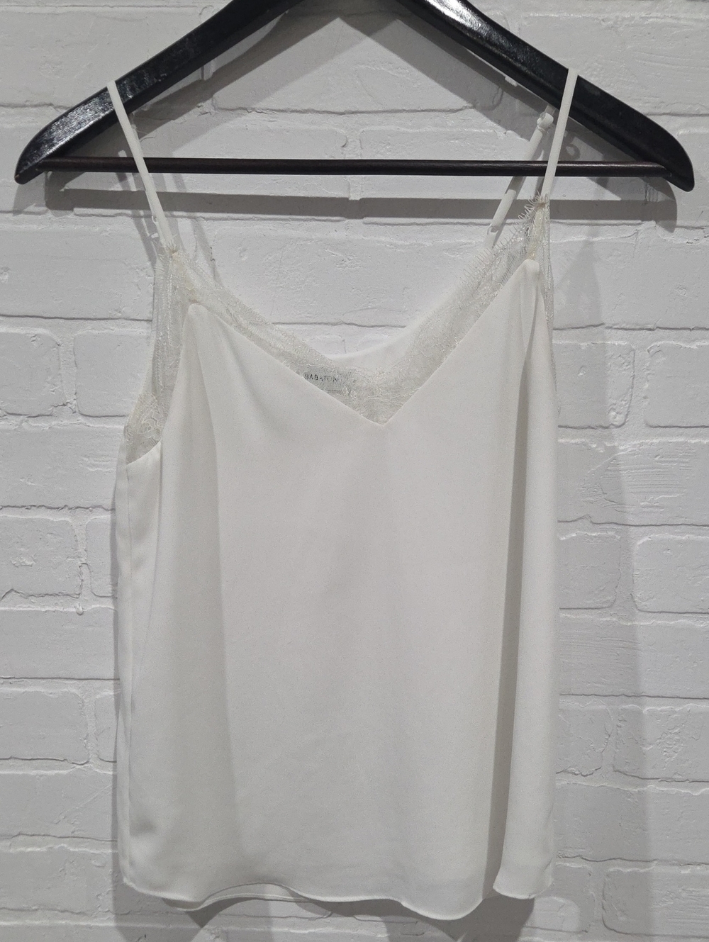 Babaton White Lace-Trim V-Neck Camisole